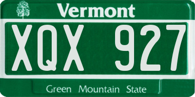 VT license plate XQX927