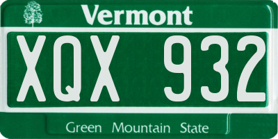 VT license plate XQX932