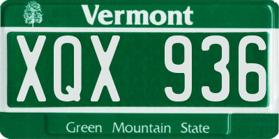VT license plate XQX936