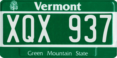 VT license plate XQX937
