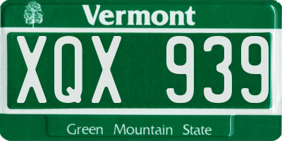 VT license plate XQX939