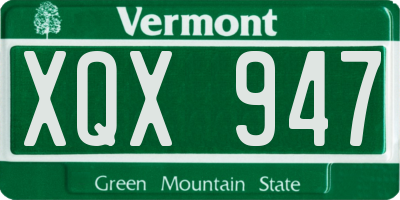 VT license plate XQX947