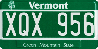 VT license plate XQX956