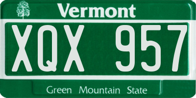 VT license plate XQX957