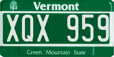 VT license plate XQX959