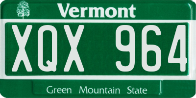 VT license plate XQX964
