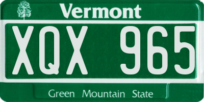 VT license plate XQX965