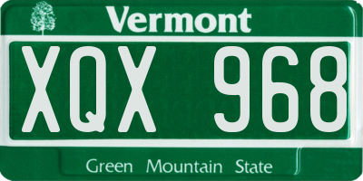 VT license plate XQX968