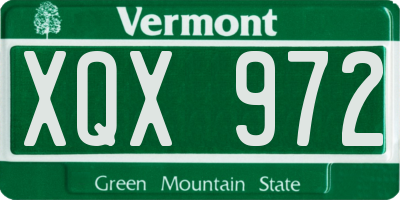 VT license plate XQX972