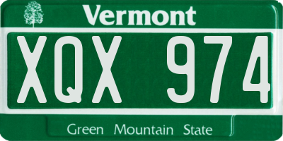 VT license plate XQX974