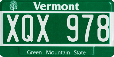 VT license plate XQX978