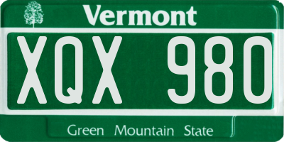 VT license plate XQX980