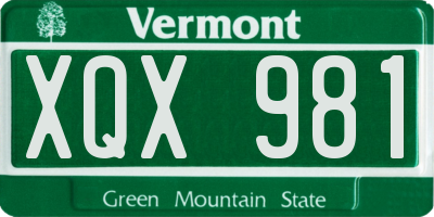 VT license plate XQX981