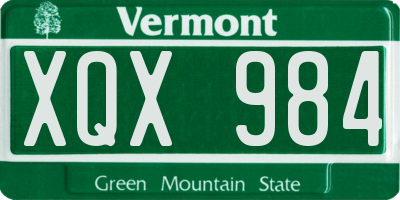 VT license plate XQX984