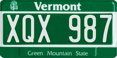 VT license plate XQX987