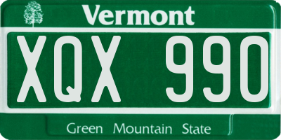 VT license plate XQX990
