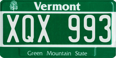 VT license plate XQX993