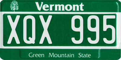 VT license plate XQX995