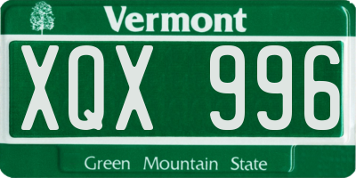 VT license plate XQX996