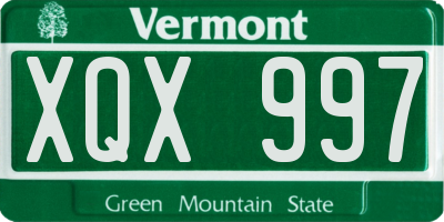 VT license plate XQX997