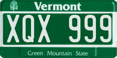 VT license plate XQX999