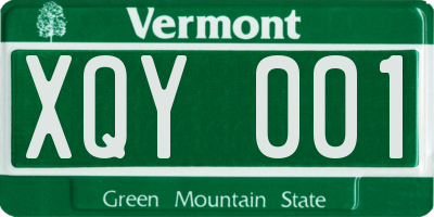 VT license plate XQY001