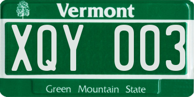 VT license plate XQY003