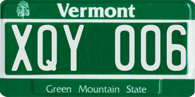 VT license plate XQY006