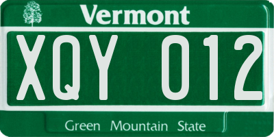 VT license plate XQY012
