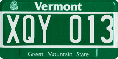VT license plate XQY013