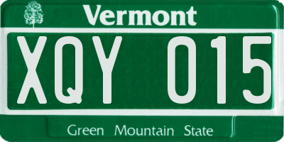VT license plate XQY015