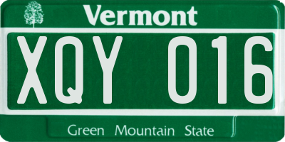 VT license plate XQY016