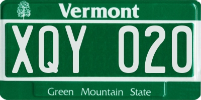 VT license plate XQY020