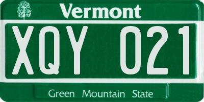 VT license plate XQY021