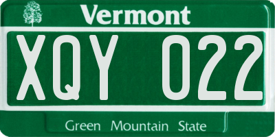 VT license plate XQY022