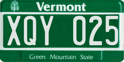 VT license plate XQY025