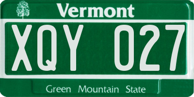 VT license plate XQY027