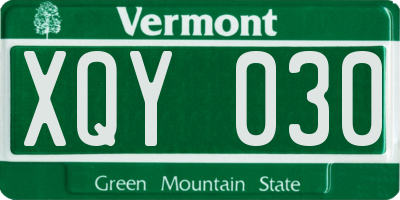 VT license plate XQY030
