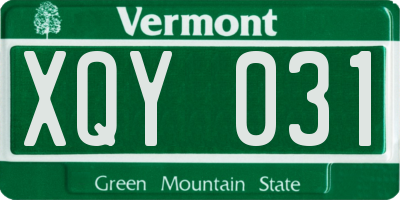 VT license plate XQY031