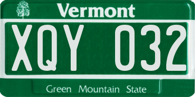 VT license plate XQY032