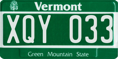 VT license plate XQY033