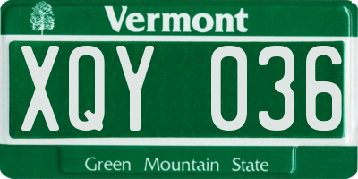 VT license plate XQY036