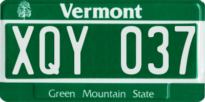 VT license plate XQY037