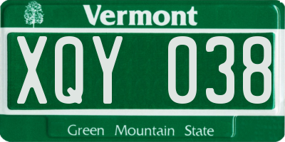 VT license plate XQY038