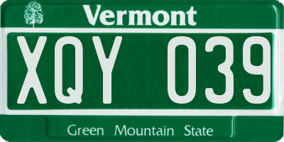 VT license plate XQY039