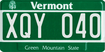 VT license plate XQY040
