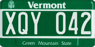 VT license plate XQY042