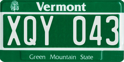 VT license plate XQY043