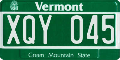 VT license plate XQY045