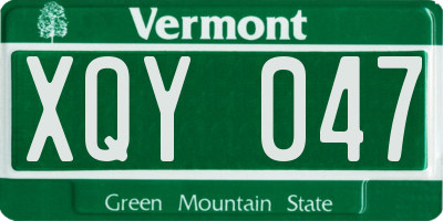 VT license plate XQY047